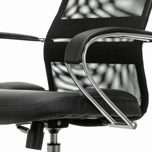 Кресло офисное Brabix Premium Stalker EX-608 CH сетка/ткань/кожзам, черное 532091 фото 9